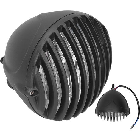Phare de moto 12V 5 pouces à calandre, fixation par boulon M10, compatible avec toutes les motos rétro (1/5)