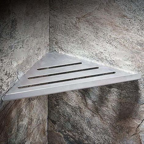 Étagère d'angle de salle de bain - Étagère d'angle sans perçage - Panier de douche - Organiseur de douche - En acier inoxydable - Fixation murale (1/4)