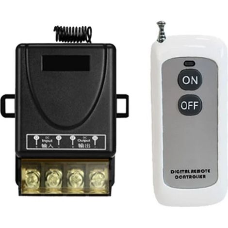Kabelloser Fernbedienungsschalter DC 9–72 V, 433 MHz – Fernbedienung für Pumpen, Autos und Elektrofahrzeuge (1000 m Reichweite) Schwarz