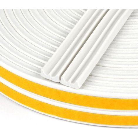 Joint de porte profil en E, Autocollante Joint d'Étanchéité Porte, Joint Fenetre Isolation avec Forte Adhérence, Isoler du Bruit, Anti-collision et Anti-intempéries, (Blanc 2 5M) (1/4)