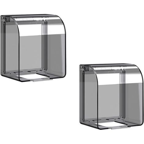 Cache-prise étanche - Lot de 2 - Cache-prise étanche - Protection contre les projections d'eau - Cache-prise autocollant - Protection de prise - Pour salles de bain et cuisines - Noir transparent (1/5)