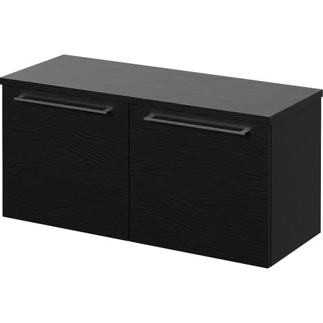 Napoli 390 Nero Oak 1000mm Wall Mounted 2 Drawer Vanity Unit for Countertop Basins - 1000mm - Chrome 320mm Handle