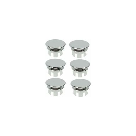 Lot de 6 bouchons de trop-plein chromés pour lavabo de salle de bain, toilettes, trop-plein, trou de drainage, partie ronde- Crezuo (1/4)