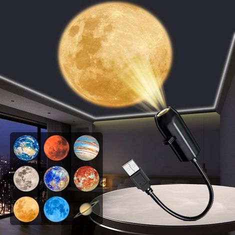 Proiettore di pianeti e luna, romantica luce notturna a LED per la camera da letto, proiezione d'atmosfera, luce da soffitto con cielo stellato (serie Pianeti) (1/5)