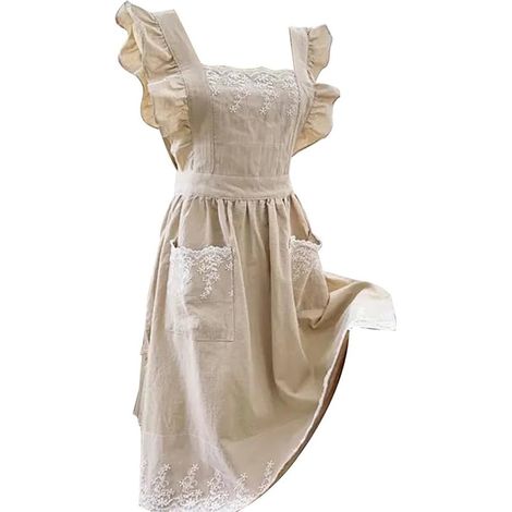 Tablier de cuisine - Tablier à bretelles - Coton - Poches - Tablier de poterie - Tablier de peinture - Sangle de cou ajustable - Beige (1/5)
