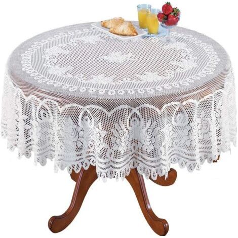 Nappe rectangulaire en dentelle blanche vintage pour fête de mariage Diamètre 180 cm (1/5)