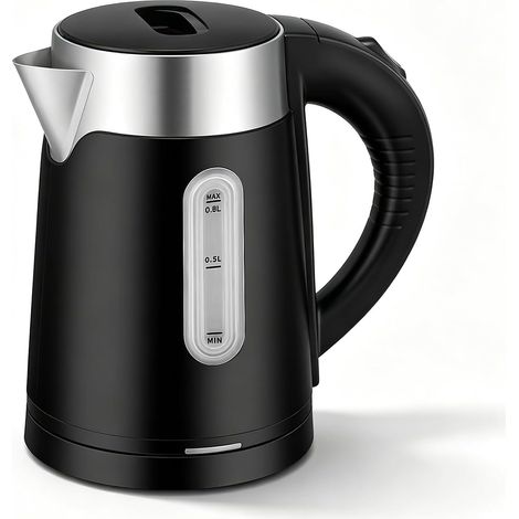 Bouilloire Electrique 0,8 L 600 W, Mini Bouilloire De Voyage en acier Inoxydable avec Socle Pivotant 360°, Niveau d'eau Visible, Bouilloire de Camping Pour Voyages, Camping, Caravane ou les (1/5)