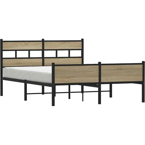 Maison Exclusive - Metallbett ohne Matratze Sonoma-Eiche 160x200