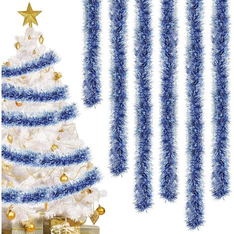 Guirlande Noel Bleu, 6 Pcs Guirlande de Noel, Guirlandes Tinsel Noël,Guirlande Noel Sapin, Guirlande Métallique, pour Decoration Noel Sapin Intérieures et Extérieures (1/5)