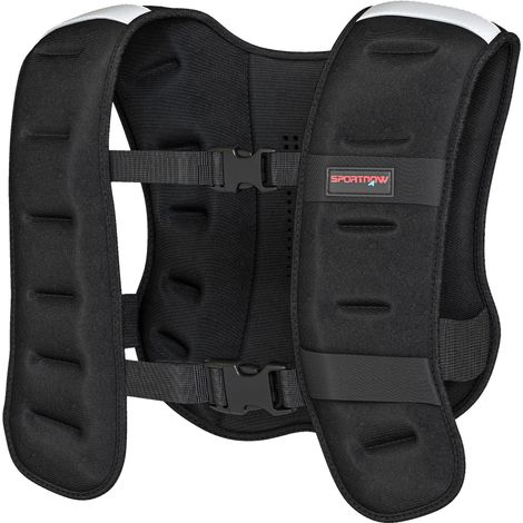 Gilet lesté 8 kg veste lestée respirant avec sangles réglables et bandes réfléchissantes en sable de fer 43 x 33 cm noir (1/5)