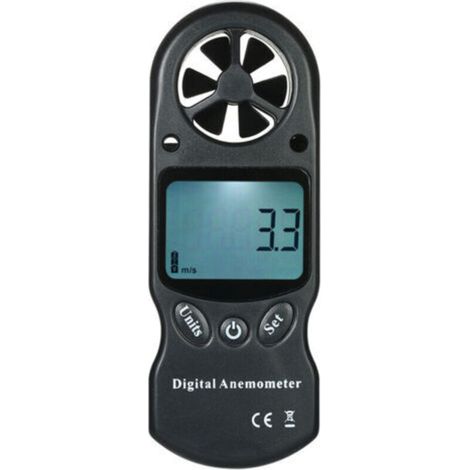 Anémomètre numérique portable multifonctionnel – Mesure de la vitesse du vent, température et humidité relative (noir) (1/2)