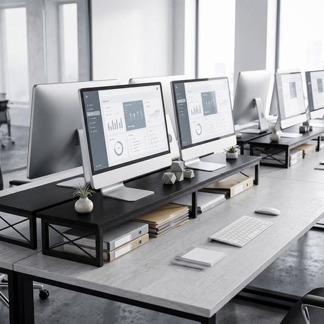 Pour écran jusqu'à 72 pouces Rehausseur support moniteur d'ordinateur pour bureau avec rangement sans perçage 114x30x16,5 cm noir (1/5)