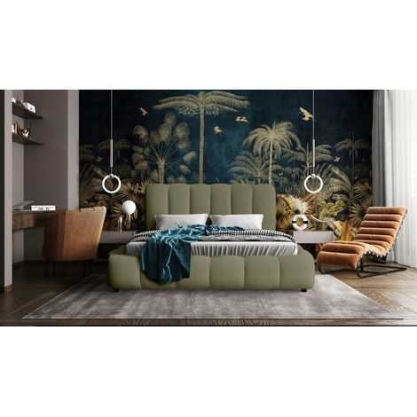 Polsterbett Doppelbett HEDA 140x200cm in Stoff Perfect Harmony Tannengrün (1/4)