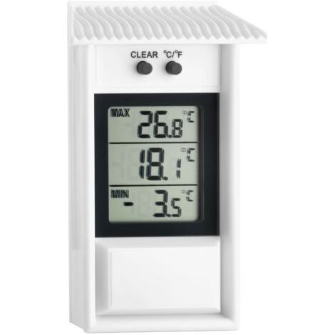 thermomètre numérique Maxima-Minima, 30.1053, résistant aux intempéries, utilisable à l'intérieur ou à l'extérieur, blanc (1/3)