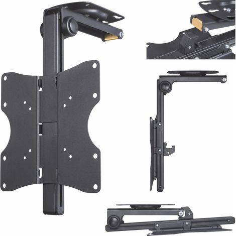Support TV Plafond Pivotant Réglable en Hauteur (TV 19" à 46", 117cm 20kg Max, Inclinaison -90°, Pivotable 100°, VESA 200x200 Max, Easy Fix, Chevilles) Noir (1/5)
