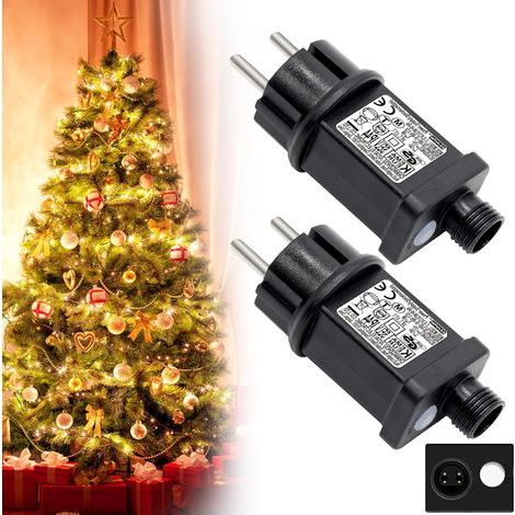 31V 6W blinkende Lichterkette, 2-teiliger LED-Lichterketten-Transformator, Außenlichtadapter mit 8 Modi, IP44 wasserdichter LED-Transformator für Weihnachtsbeleuchtung [Energieklasse (1/5)