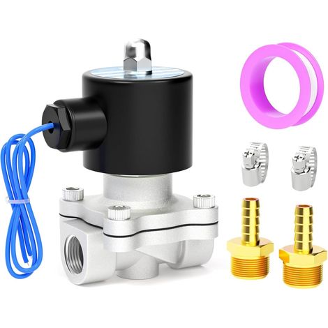 Électrovanne à arcade 1/2" BSP 24V en acier inoxydable pour l'eau, l'air, les carburants, les gaz, type fermé (1/5)