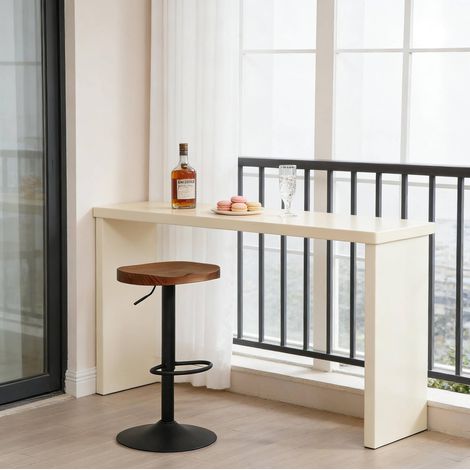 Tabouret de bar pivotant réglable en hauteur, bois et métal, marron HAVRYA (1/5)