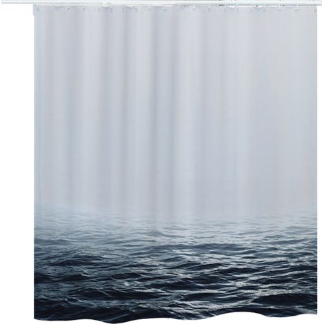 Rideau de douche en polyester imperméable, grande largeur, motif plage et surf, doublure de rideau de douche pour baignoire avec 12 crochets blancs, plusieurs tailles disponibles, 180 cm (largeur) x 2
