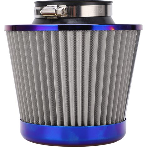 Filtre à air universel chromé 76mm/3in, haute performance lavable, forme conique ronde à serrage pour voiture (1/5)