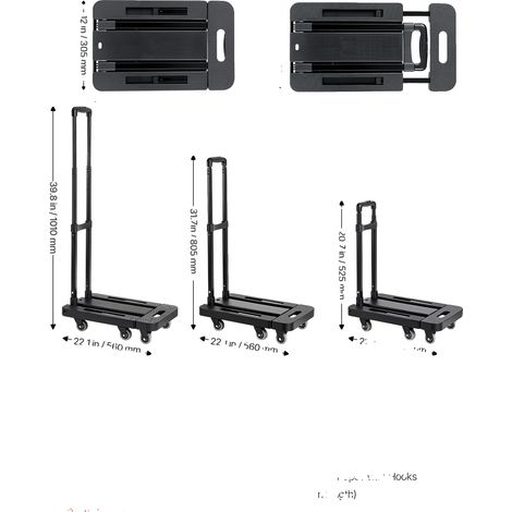 Carro plegable, capacidad de carga de 500 libras, diseño plegable, 500 libras (1/2)