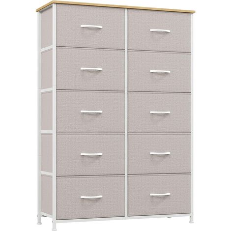 Commode en Tissu avec 10 Tiroirs pour Chambre Entrée, Gris Cendré (1/5)