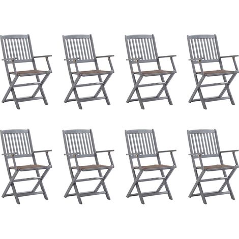 Klappbare Gartenstühle 8 Stk. mit Kissen Massivholz Akazie