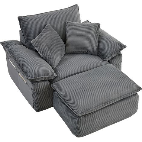 CAIziCanapé sans ossature avec fonction couchage – Cloud Couch rembourré et moelleux, fauteuil de sol 1 place sans montage avec repose-pieds, poches de rangement, combinaison modulaire, pour salon et 