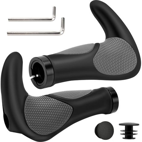 Fahrradlenker, 22 mm Lenkergriffe. Kompatibel mit MTB, Rennrad, Mountainbike, Citybike und Rennrad. Rutschfeste Gummigriffe mit doppelter Verriegelung. (1/5)