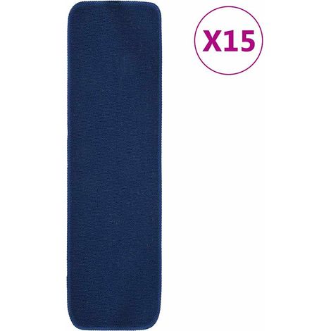 Tapis d'escalier 15 pcs 70x20 cm Bleu marine Rectangulaire (1/5)