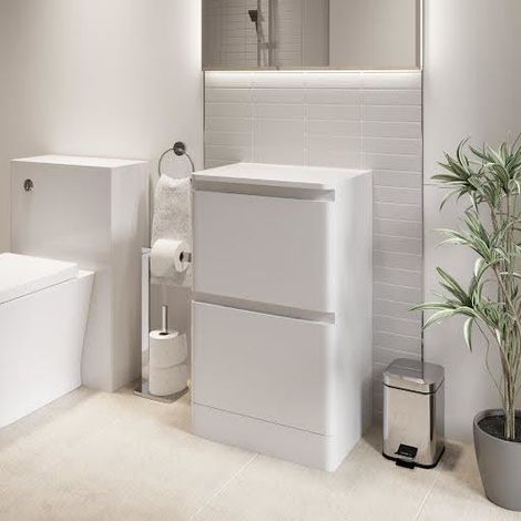 Bathroom Cloakroom Vanity Unit Wash 500mm Cabinet Drawers Storage White Gloss (1/5)