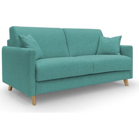 Edgar Schlafsofa aus wasserfestem felis Stoff T03 160 cm (mat. 120x197) aquamarin
