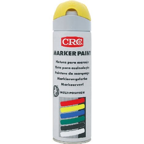 Peinture aérosol CRC MARKER PAINT, Jaune Mat, 500ml ( Prix pour 1 ).Peinture multipositions pour marquage et signalisation manuelle.