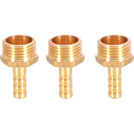 3 pièces de raccords de tuyau d&39arrosage cannelés en laiton, connecteur coupleur 8 mm à 1/2&34 mâle filetage BSP, raccord de tuyau à mamelon, adaptateur de tuyau (1/3)