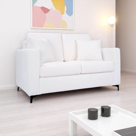 Divano 2 posti tessuto Boucle' Bianco 140 cm Kennedy design moderno (1/5)