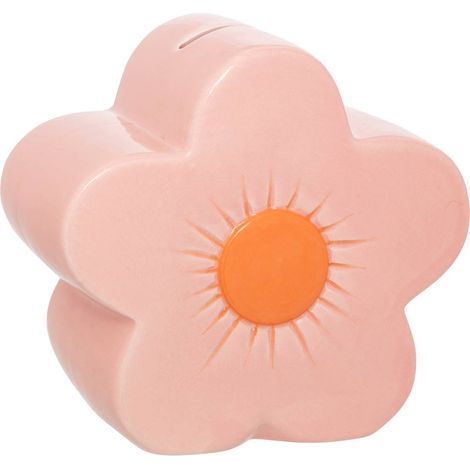 Salvadanaio a fiore in ceramica rosa 13x7,5x13cm - Atmosphera créateur d'intérieur