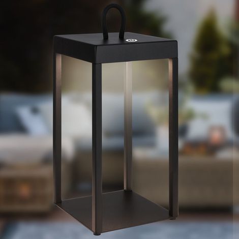 Briloner Luca Lanterna LED a batteria IP44, dimmerabile, touch, nera (1/5)