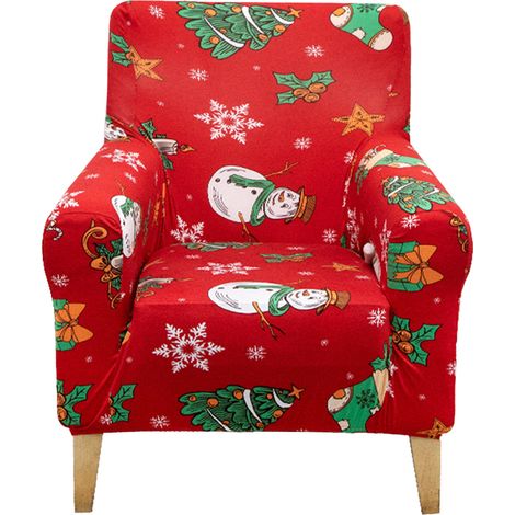 Xmas Armchair Cover Polyester Decorative Festive Single Couch Cover for Living Room (1/2)