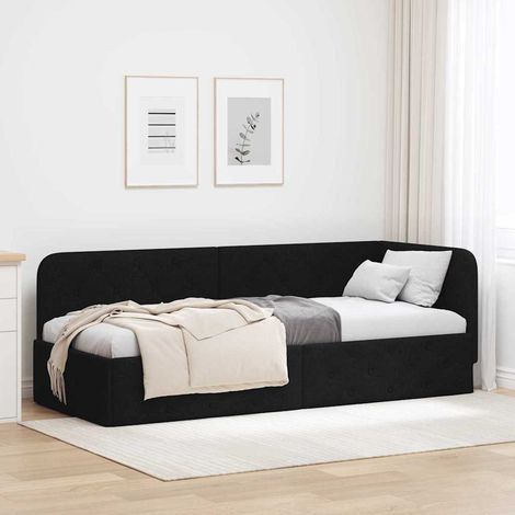 Eckbettgestell Schwarz 80 x 200 cm Stoff