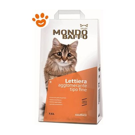 Mondo Baffo Lettiera Agglomerante Tipo Fine - Sacco 7,5 Lt - Lettiere