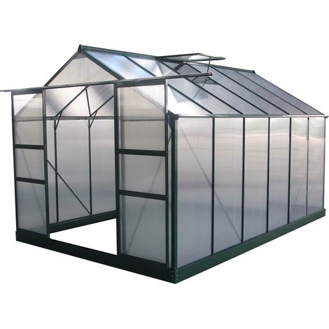 Habitat Et Jardin – Serre de jardin polycarbonate 6,15 m² – Structure aluminium avec embase métallique – Dimensions 2,48 x 2,48 x 2,26 m – Isolation thermique