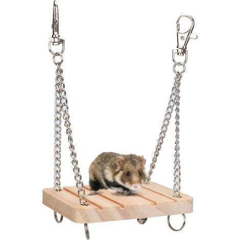 Sollbry Balancoire hamster - Jouets en Bois Hamster - Hamster Hamac Swing Pet Toy - Hamac Cage Exercise Molar Toy (1/5)