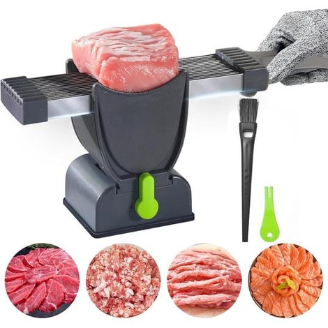 Ecleanfy - Hachoir à viande fraîche, hachoir à viande manuel, trancheuse pour viande hachée fraîche (bœuf, porc et mouton), lames de 2 mm ou 4 mm, gants anti-coupures (1/5)