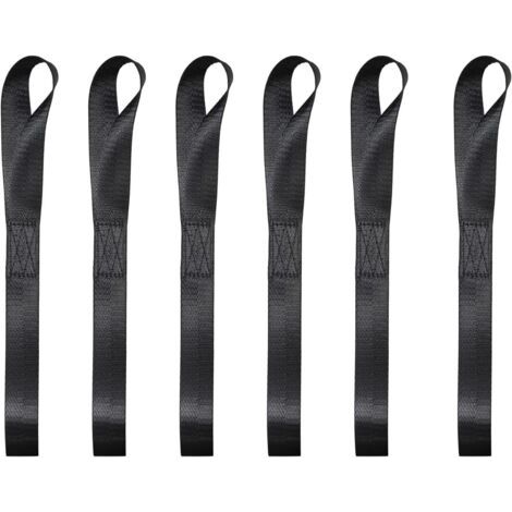 Ciel-6 x Tie Down Buckles, Load Capacity 500 kg, Length 200 mm, Width 25 mm, Strap Loops, for Transporting Motorcycles, Bikes, Beach Motorcycles, Black (1/5)