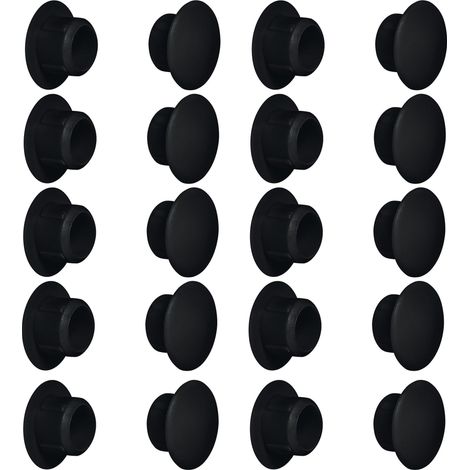 Cyclingcolors – Lot de 20 cache trou bouchon plastique 10mm noir RAL 9005 – Pour finition soignée sur murs et meubles – Résistant aux chocs et à l'humidité