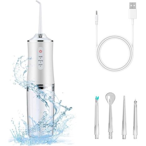 Hydropulseur dentaire portable, sans fil, 3 modes, 4 embouts (1/5)