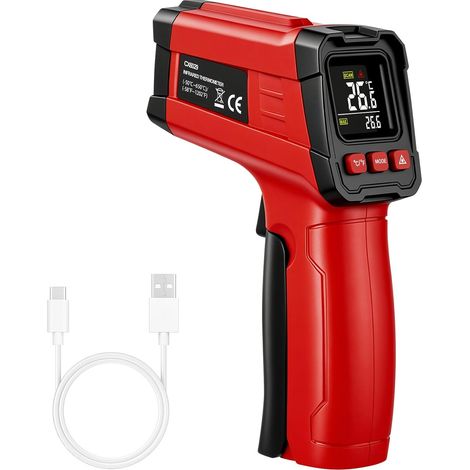 Thermomètre Infrarouge, Thermometre Laser Numérique Sans Contact, -50℃650℃ (-58℉1202℉) Pistolet Température Laser, Thermomètre pour Cuisine/Frigo/BBQ/Industrie (pas pour l'homme) (1/5)