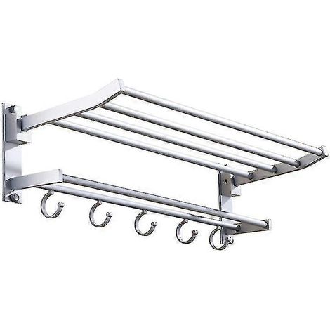 Porte-serviettes pliable double couche en aluminium spatial flexible (argenté, 40 cm), 1 pièce (1/5)