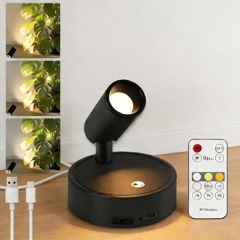 1 Spot LED Sans Fil, Rechargeable USB, Tête Orientable 360°, Télécommande, Pour Salon, Chambre (1/5)