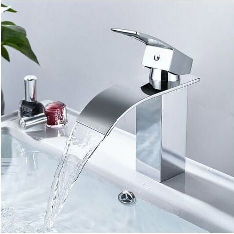 Mitigeur de lavabo cascade, mitigeur de salle de bain en laiton, mitigeur de lavabo avec grand bec - RWMitigeur de lavabo (1/5)